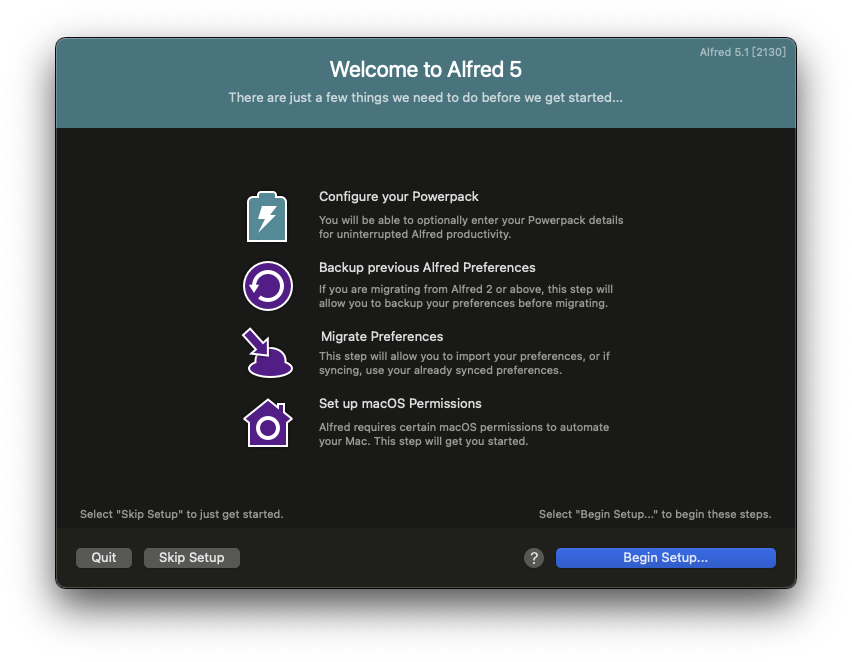 Alfred For Mac 中文破解版 欢迎界面